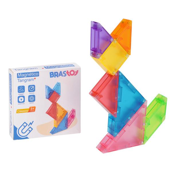 Imagem de Blocos De Montar Magnético Tangram Formas Geometricas Jogo Escolar Pedagógico Brinquedo Educativo Infantil