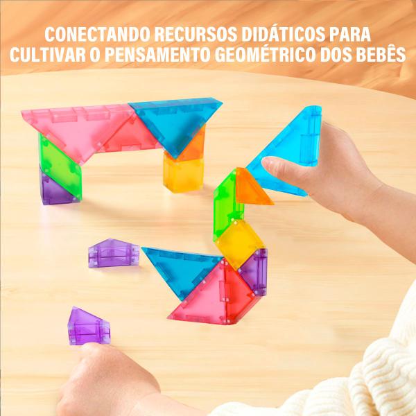 Imagem de Blocos De Montar Magnético Tangram Jogo Formas Geometricas Escolar Pedagógico Brinquedo Educativo Infantil