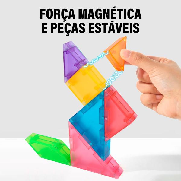 Imagem de Blocos De Montar Magnético Tangram Jogo Formas Geometricas Escolar Pedagógico Brinquedo Educativo Infantil