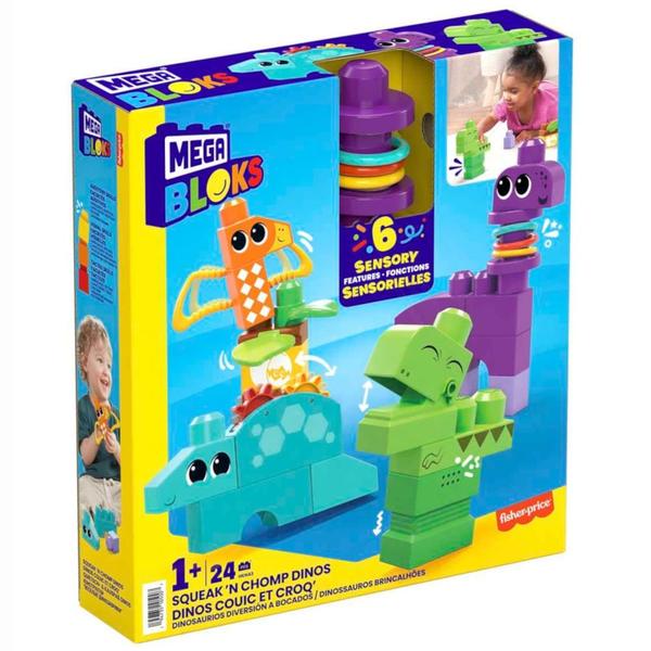 Imagem de Blocos de Montar - Mega Bloks - Dinossauros Brincalhões - 24 Peças - Fisher-Price