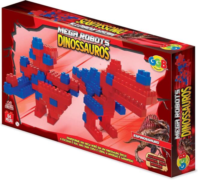 Blocos de Montar Mega Robots Espinossauro GGB Plast - GGB Brinquedos Imagem de Blocos de Montar Mega Robots Espinossauro GGB Plast