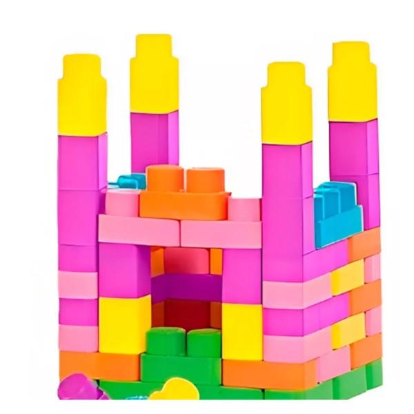 Imagem de Blocos De Montar Rosa Baby Land Molto Block Box 90 Peças Menina Cardoso Toys