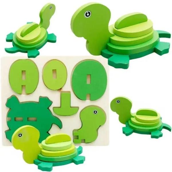 Blocos de Quebra-Cabeça 3D de Tartaruga - Brinquedo Educativo DIY para Crianças Imagem de Blocos de Quebra-Cabeça 3D de Tartaruga - Brinquedo Educativo DIY para Crianças