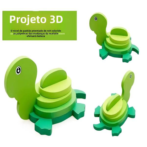 Imagem de Blocos de Quebra-Cabeça 3D de Tartaruga - Brinquedo Educativo DIY para Crianças