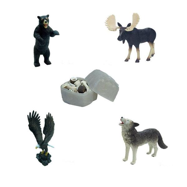 Imagem de Blocos de quebra-cabeça de figuras de animais Ukenn, 4 peças de brinquedo pré-escolar