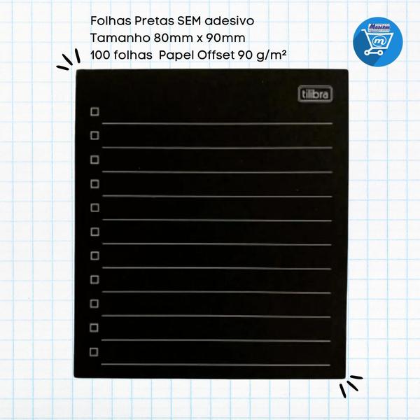 Imagem de Blocos de Recados Tili Notes e Checklist 50 e 100 folhas Preto