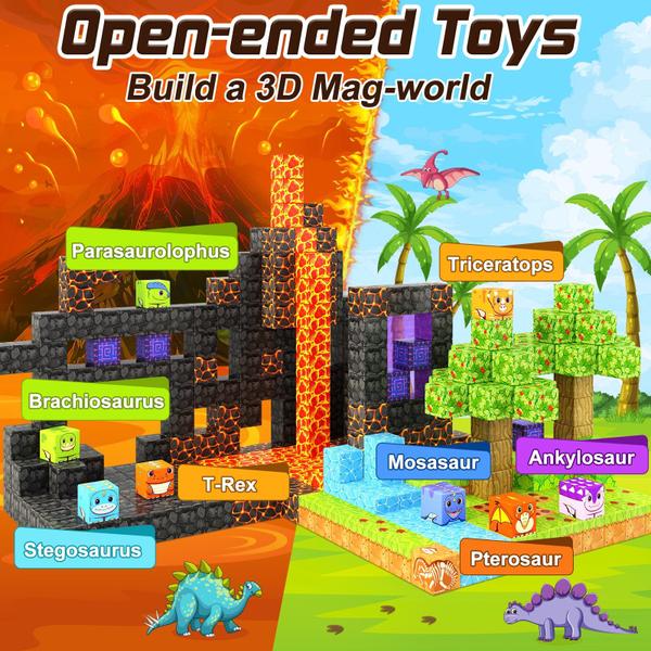 Imagem de Blocos magnéticos Brinquedos para dinossauros Coodoo Build Mine Magnet World