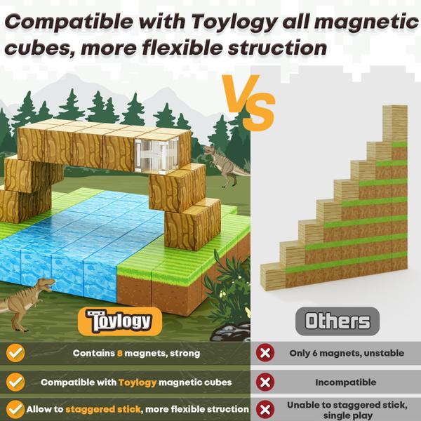 Imagem de Blocos magnéticos Toy Toylogy Build Mine Magnet World com 48 unidades