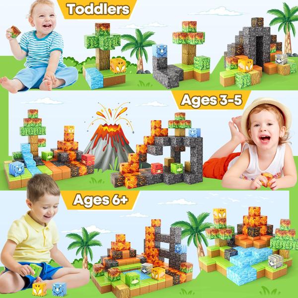 Imagem de Blocos magnéticos Toy Toylogy Dinosaur Mine Magnet World 3+ Years