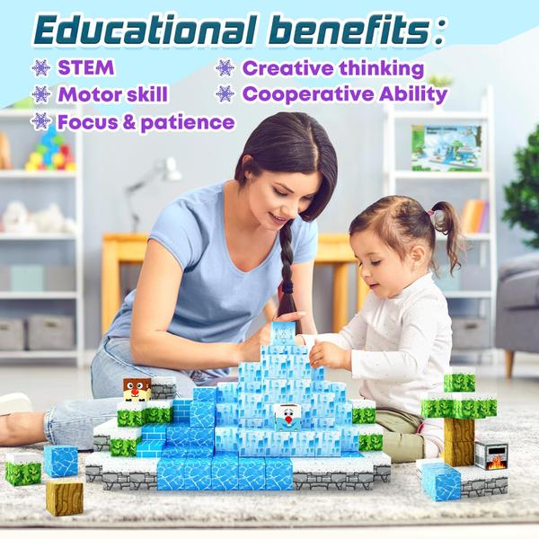 Blocos magnéticos Toylogy Build Mine Magnet World Frozen Imagem de Blocos magnéticos Toylogy Build Mine Magnet World Frozen