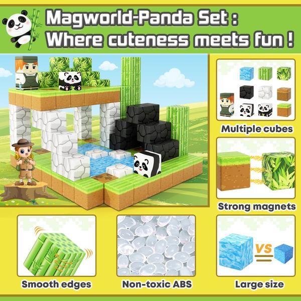 Imagem de Blocos magnéticos Toylogy Build Mine Magnet World Panda Edition