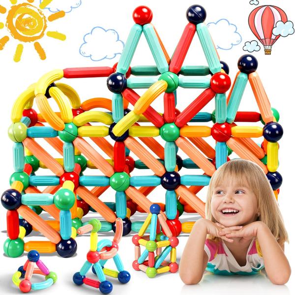 Imagem de Blocos magnéticos UREC 64PCS Brinquedos infantis Brinquedos magnéticos Montessori