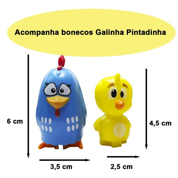 Imagem de Blocos Montar Brinquedo Infantil Criança Educativo  44 Peças Com Balde e Boneco Galinha Pintadinha