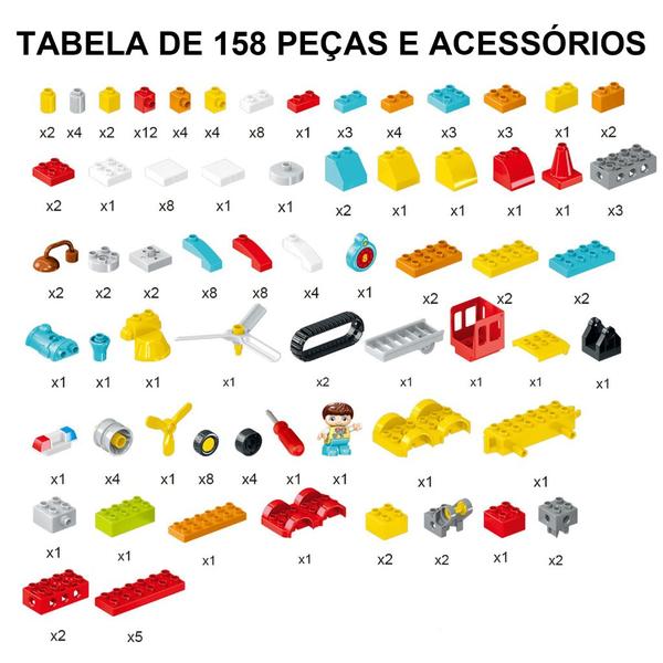 Imagem de Blocos Montar Construção Transformação Robô STEAM Brinquedos Educativo Infantil 158 Peças Brastoy 