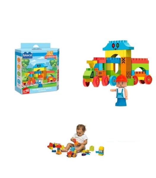 Imagem de Blocos Montar Infantil Kit 40Pç Locomotiva City Colecionável