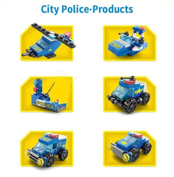 Imagem de Blocos Montar Veículos Da Polícia 147 Peças 6 Em 1 Carro