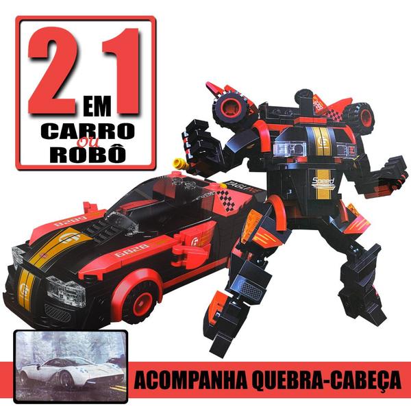 Imagem de Blocos Super Carro Robô de Montar 287 Peças Brinquedo Construção Criatividade Infantil Educativo Diversão