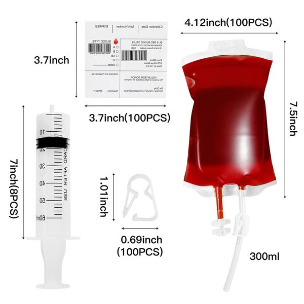 Imagem de Blood Bag Garma Halloween, pacote com 100 ml, bebida reutilizável