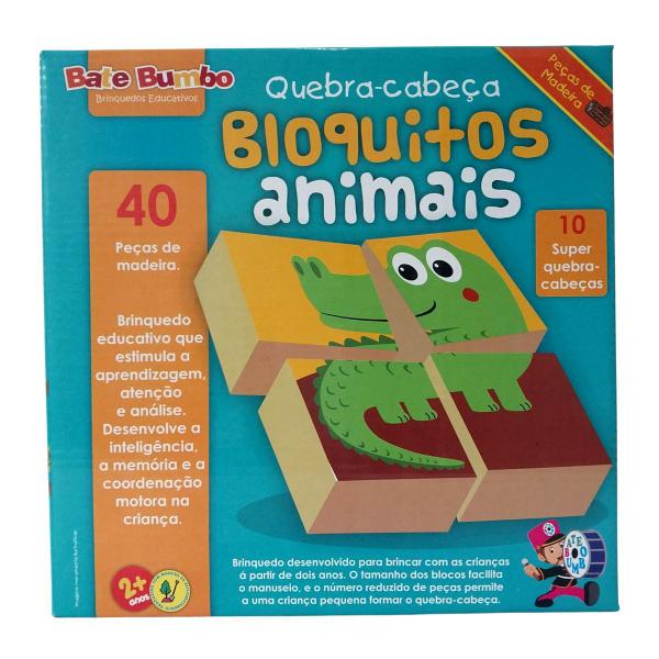Imagem de Bloquitos Animais Quebra-cabeça Infantil Brinquedo Educativo em madeira - Bate Bumbo - 2 anos