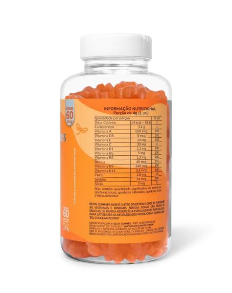 Blow Gummies Hair 180 Dias De Tratamento Laranja Zero Açúcar Imagem de Blow Gummies Hair 180 Dias De Tratamento Laranja Zero Açúcar