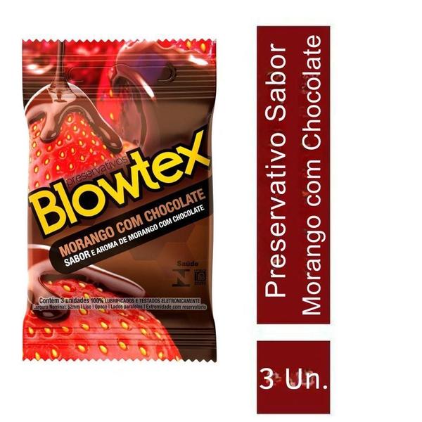 Imagem de Blowtex preservativo morango com chocolate de 3 unidades