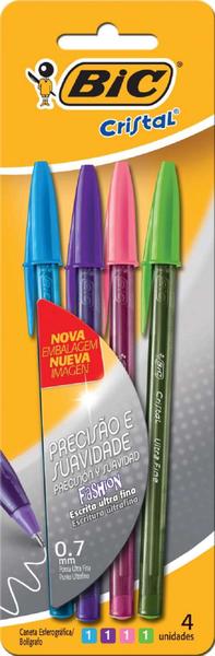 Imagem de Blster 4 Caneta esferografica Cristal Ultra Fine Fashion Bic