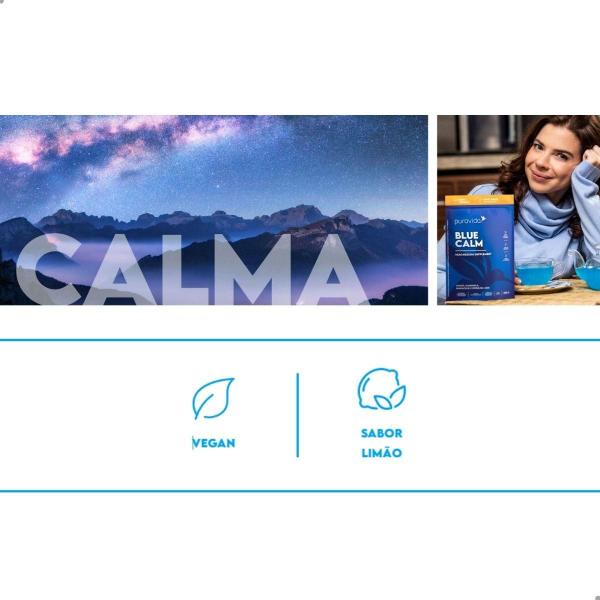 Imagem de Blue Calm Limão Natural Spirulina Azul 250g Pura Vida