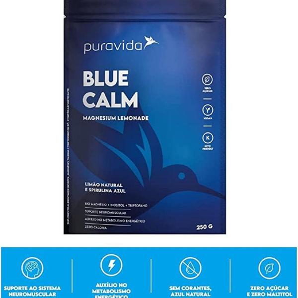 Imagem de Blue Calm Magnésio Inositol Triptofano Taurina 250g Puravida - Pura Vida