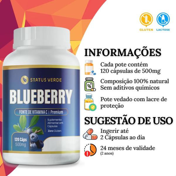 Imagem de Blueberry Puro Natural 120 Cáps - Status Verde