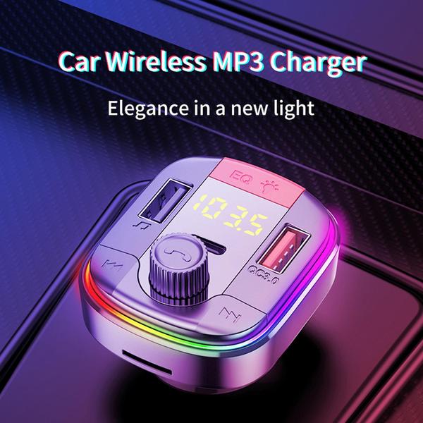 Imagem de Bluetooth 5.0 Fm Transmissor Mp3 Para Carro 7 Cor Led Adaptador Bluetooth Retroiluminado