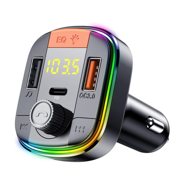 Imagem de Bluetooth 5.0 Fm Transmissor Mp3 Para Carro 7 Cor Led Adaptador Bluetooth Retroiluminado