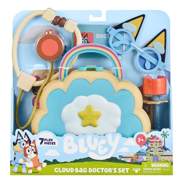 Imagem de Bluey Cloud Bag Doctor's Set, Doctor Check Up Set, Toy Doctor's Playset com 7 Peças de Jogo