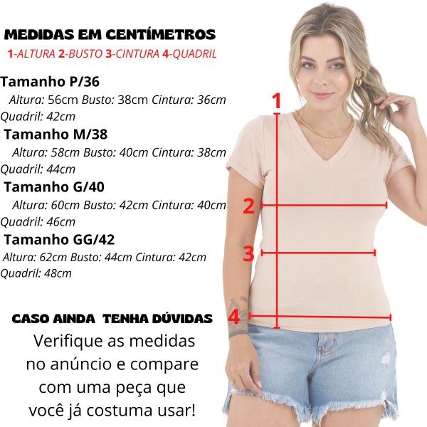 Blusa Baby Look Feminina Básica Gola V Moda Primavera Verão 3004A
