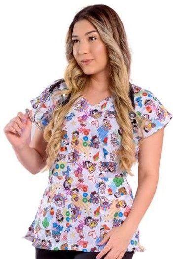 Imagem de Blusa Bata Scrub Pijama Cirúrgico Estampado - ENFERMAGEM ROSA