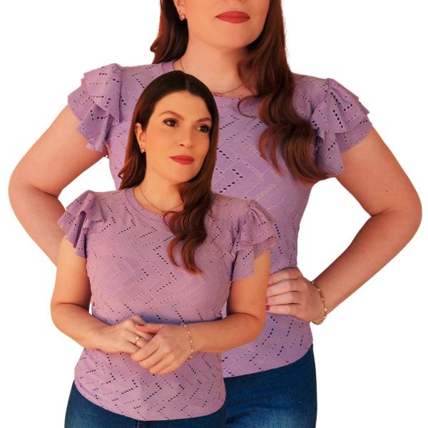 Imagem de Blusa Blusinha Feminina Manga Curta Regata Bufante Babado