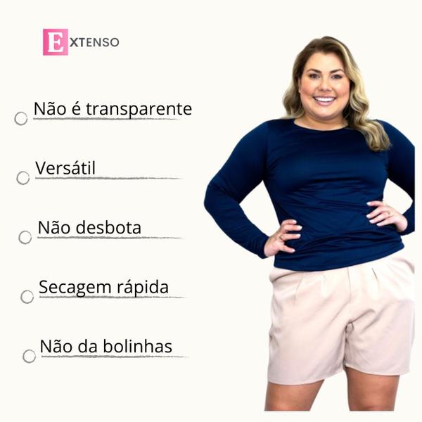 Imagem de Blusa Camisa Feminina Segunda Pele Manga Longa Peluciada