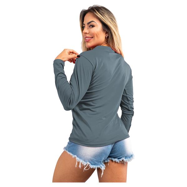 Imagem de blusa camisa proteção uv solar feminina tecido térmica verão