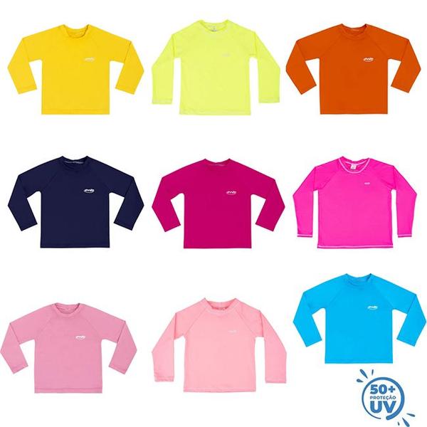 Imagem de Blusa Camisa Térmica Praia Piscina Proteção Uv50+ Infantil Coloridas Lisas Tamanho 0 ao 3 - Everly