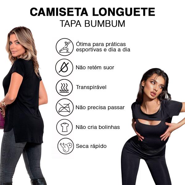 Imagem de Blusa Camiseta Feminina Longa Sobre Leg Academia Dry Fit Plus Fresquinha