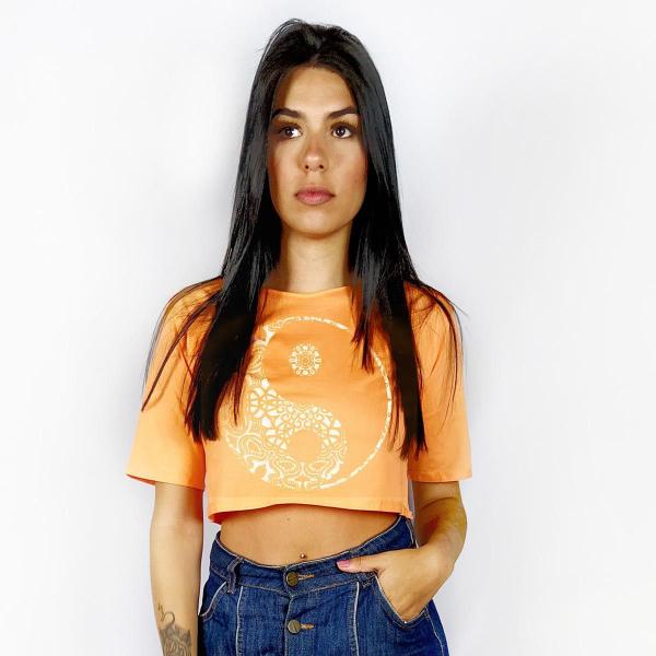 Imagem de Blusa Cropped Feminina WSS Brasil Yin Yang Laranja