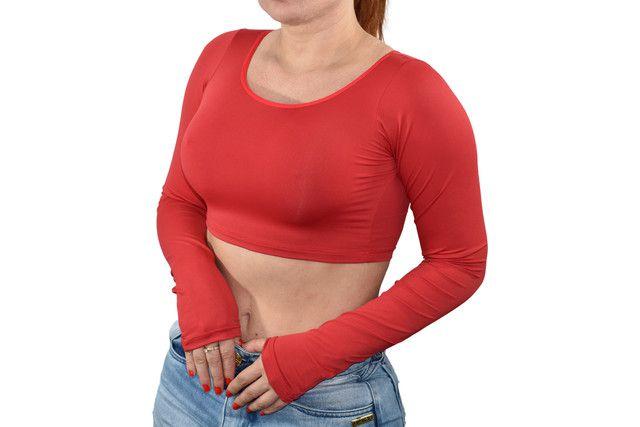 Imagem de Blusa Cropped Manga Longa Liso Gringa Fitness Academia