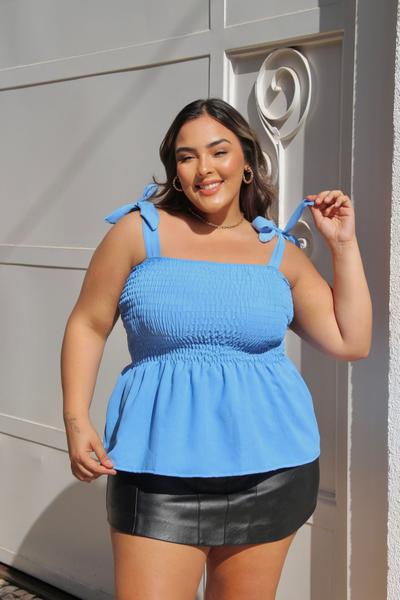 Imagem de Blusa Feminina Bata Soltinha Plus Size Alcinha Regata Elástico Ajustavél Verão 2025