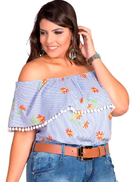 Blusa Feminina Ciganinha Plus Size Floral Blusa Plus Size