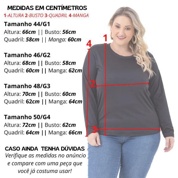 Imagem de Blusa Feminina Manga Longa Suplex Térmica Peluciada Gola Redonda Plus Size 503A