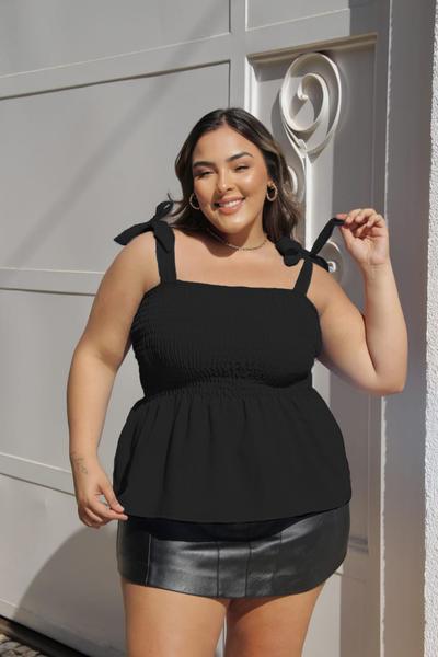 Imagem de Blusa Feminina Plus Size Com Elástico Ajustável Bata Alcinha Regata Moda Blogueira