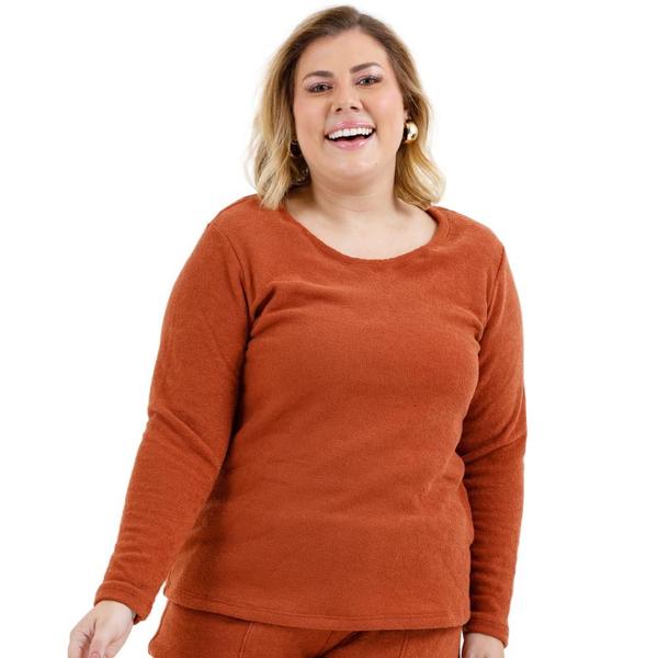 Imagem de Blusa Feminina Plush Flanelado Soft Básic Moda Inverno Plus Size 20424A