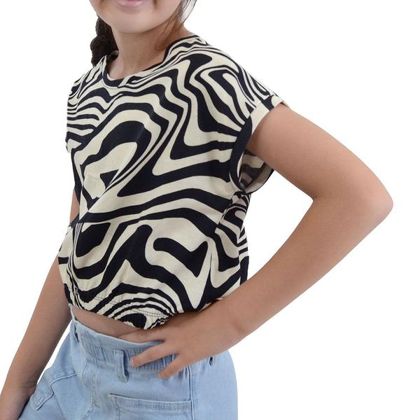 Imagem de Blusa Infanto Juvenil Feminina Malwee Cropped Ampla Preta - 100011