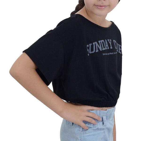 Imagem de Blusa Infanto Juvenil Feminina Malwee Cropped Preta - 100010