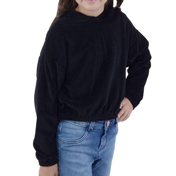 Imagem de Blusa Juvenil Menina Malwee Cropped Veludo Preta 100011