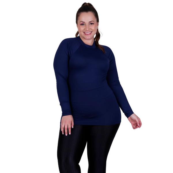 Imagem de Blusa Plus Size Térmica Segunda Pele Blusa Proteção Solar UV 50+ Academia Feminina